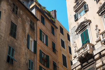 Fototapeta na wymiar Genoa Italy is a city full of wonderful architecture and historic palaces.These contrast with the narrow alleys in the old city. Statues and churches are everywhere. It is a city that needs exploring