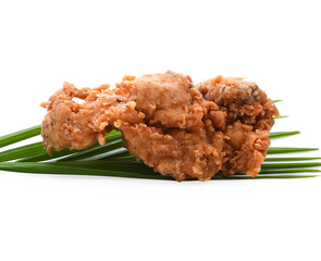 Fried chicken isolated on white background.
