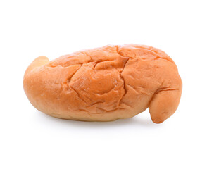 Freshly baked bread, big loaf of brown on white background, food concept