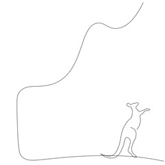 Kenguru animal silhouette line drawing, vector illustration