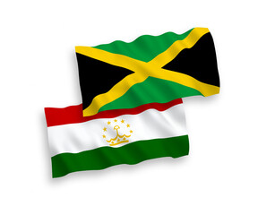 Flags of Jamaica and Tajikistan on a white background