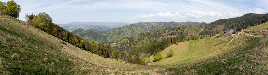 Fototapeta na wymiar Panorama of the blackforest shot on the Hinetrwaldkopf
