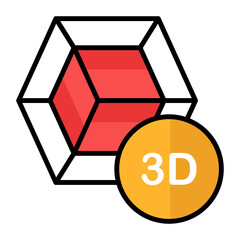 3d box Model concept vector color icon design, additive manufacturing Symbol on white background, Data Visualization Symbol, 3D printer stock illustration