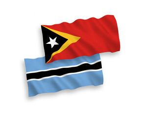 Flags of East Timor and Botswana on a white background