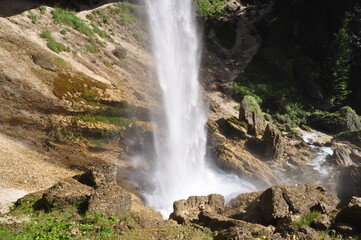 Obraz premium Pericnik waterfall, Slovenia, water problem, drought, Triglavski Narodni Park