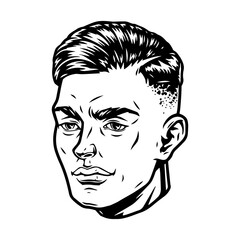 Handsome man head with trendy hairstyle