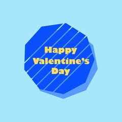 Happy Valentines Day text for Post  isolated on blue background. Social media post design. Vector Illustration