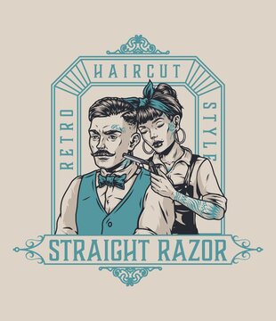 Barbershop vintage logotype