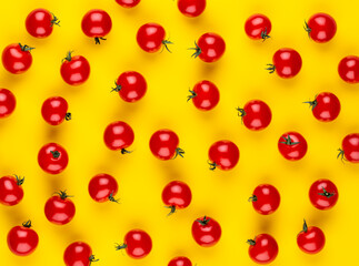 Cherry tomato, Healthy eating and vegetarianism. Color background.
