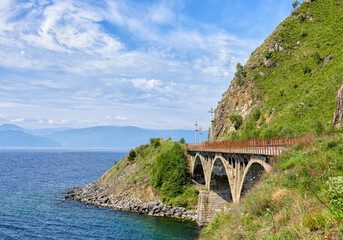 Old reinforced concrete bridge near Lake Baikal