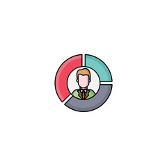 flat colored diagram icon. blue, red, yellow, green, purple, modern information, vector illustration. 30x30 Pixel Perfect Editable Stroke application