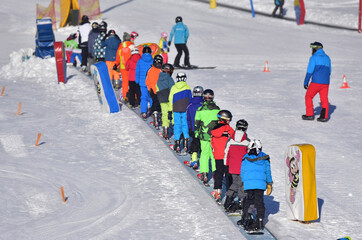 Winter sports in Austria, Gosau ski area (Salzkammergut, Gmunden district, Upper Austria, Austria)