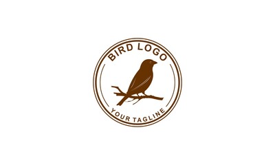Obraz premium bird logo with illustration of a bird sitting on a tree branch