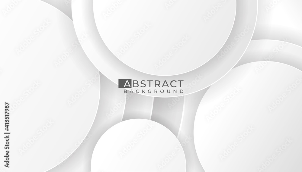 Wall mural abstract background 3d with white grey smooth colour gradient, circle with shadow isolated white bac