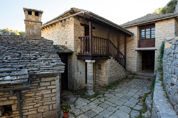 View of the historic Agia Paraskevi monastery in Monodendri, Greece