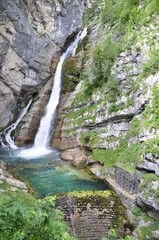 Fototapeta na wymiar Pericnik waterfall, Slovenia, water problem, drought, Triglavski Narodni Park