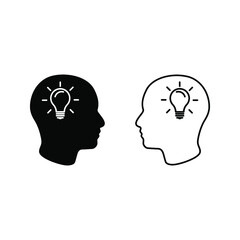 Idea hand drawn symbol on white background color editable