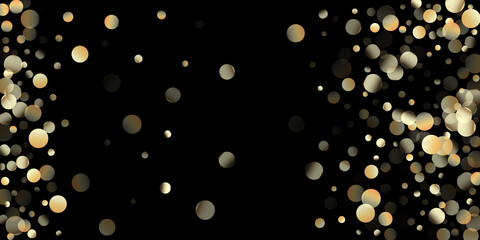 Gold Confetti Shower on Black. Premium New Year