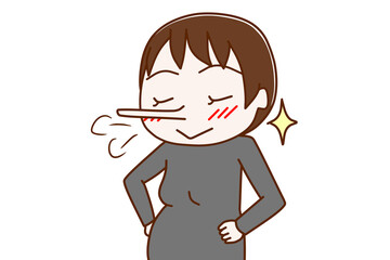 鼻を高くしてどや顔をする妊婦