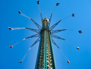  Swing Tower in amusement park Wurstelprater (Prater). Vienna. Austria. Europe