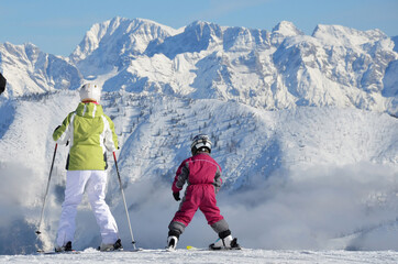 Winter sports in Austria, Feuerkogel ski area (Ebensee, Salzkammergut, Gmunden district, Upper...