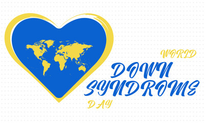 World Down Syndrome Day (WDSD), 21 March, is a global awareness day which has been officially observed by the United Nations since 2012. Design for poster, card, banner, and background. 