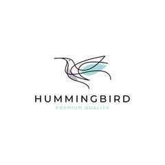 Hummingbird logo vector icon illustration line outline monoline