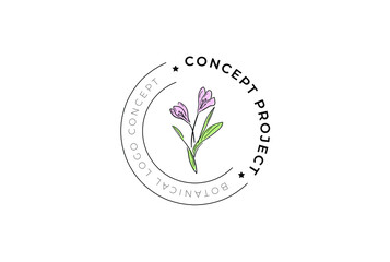 
Minimal feminine modern botanical floral organic natural 

abstract seasonal crocus classical logo design