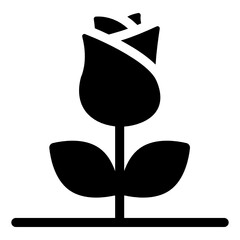 
Rose in glyph editable icon, blooming flower 
