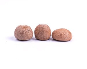 chocolate truffles on white background