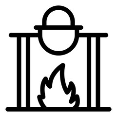 
Bonfire with cooking pot, outdoor cooking icon
