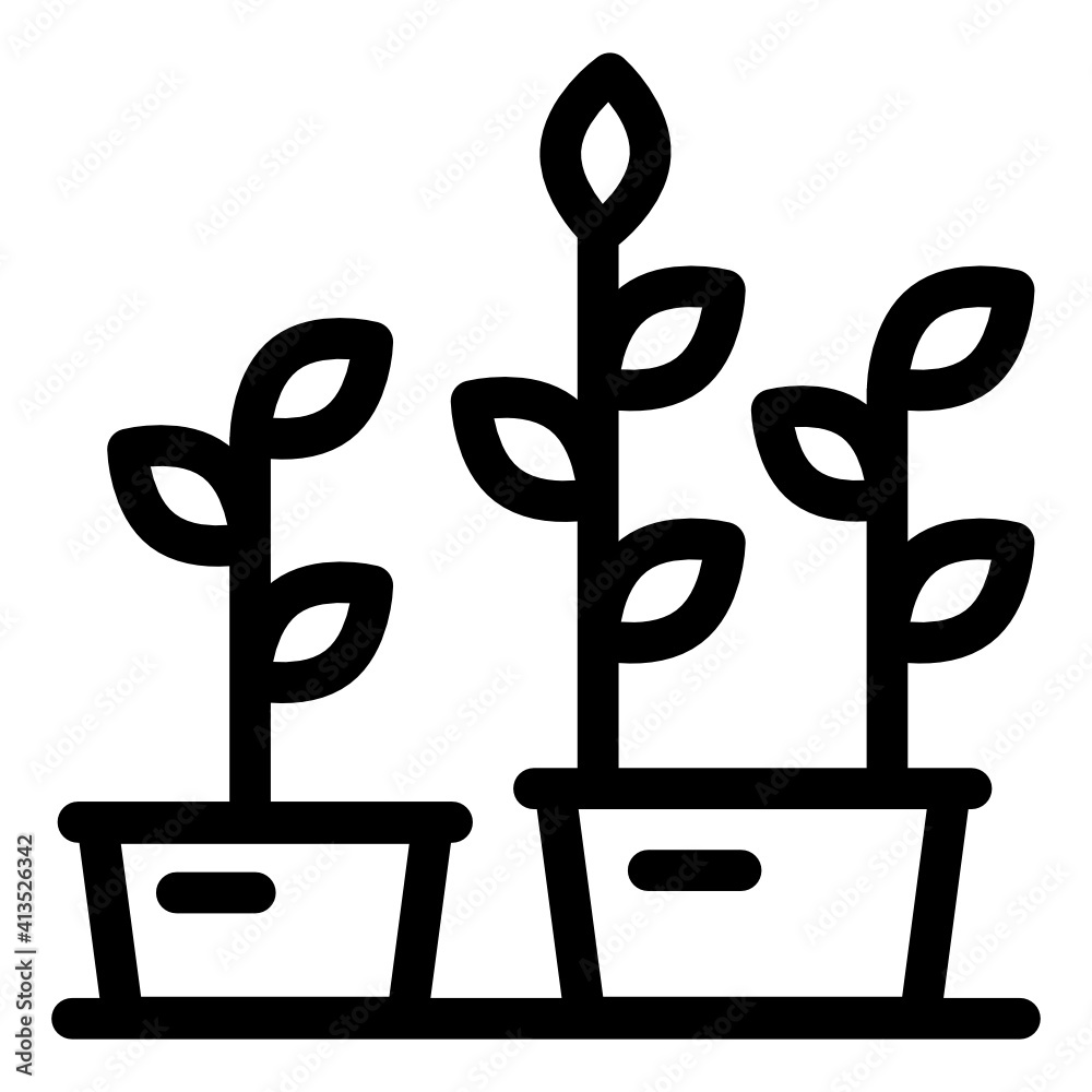 Poster potted plants in glyph style icon, gardening