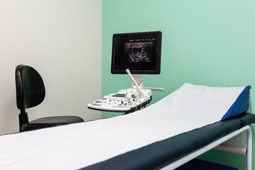 connected ultrasound equipment on a green background
