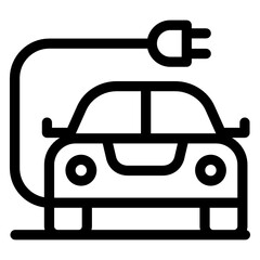 
Plug with vehicle denoting outline icon of electric car 
