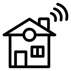 Smart house icon in linear design.