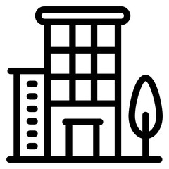 
A commercial building denoting skyscraper in linear style
