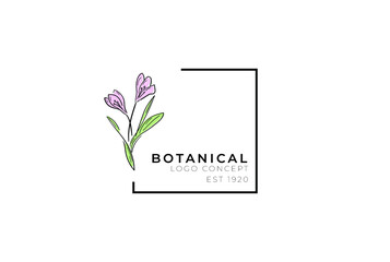 
Minimal feminine modern botanical floral organic natural abstract seasonal crocus classical logo design