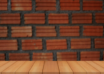 brick wall and wood floor for product display