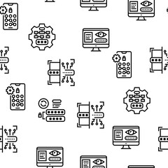 Password Protection Vector Seamless Pattern Thin Line Illustration