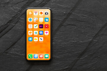 Mobile phone's home screen mockup with app icons