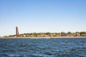 Laboe, Bay of Kiel, Germany on a summer day, view from the sea