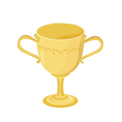 Golden trophy isolated on white background. Vector illustration of championship award.