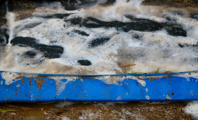 Shoe disinfectant pad or infection mat with blue rubber surround