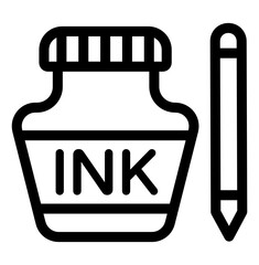 
Office supplies linear vector, stamp and glue bottle
