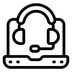 
Online support line icon, headphones over laptop
