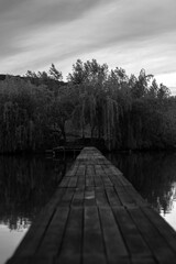 wooden bridge over the lake
