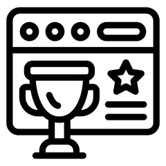
Trophy inside webpage, linear icon of web ranking

