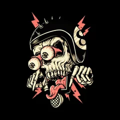 Foto op Plexiglas Skull biker rider horror graphic illustration vector art t-shirt design © Quilimo