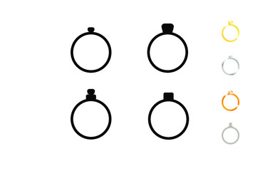 Diamond rings engagement, logo rings silhouette, vector EPS 10. Rings icon on white background