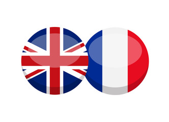  UK and French flag isolated on white background. English-french conversation concept. Learn languages. Vector stock © Jessica